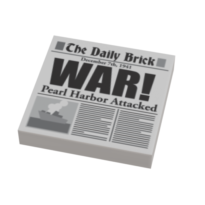 LEGO Pearl Harbor Attack Newspaper Custom Printed Tile