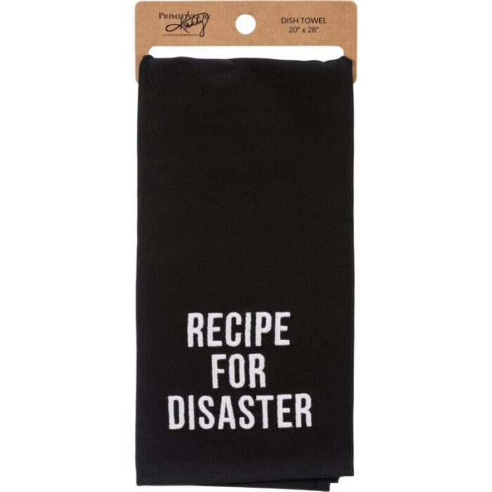 Recipe For Disaster Dish Cloth Towel Novelty Tea Towel Embroidered Text 20 x 28 4