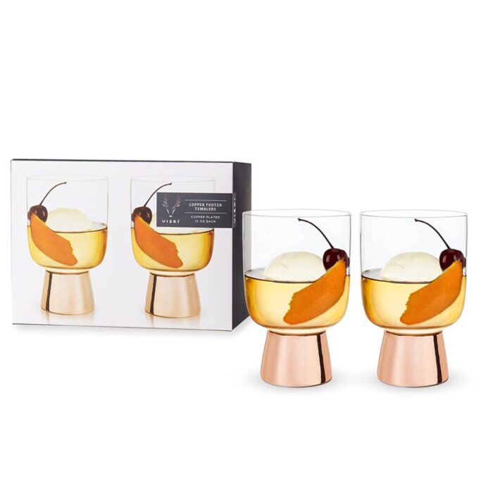 Set of 12 Raye Copper Footed Cocktail Tumblers in Gift Box 3