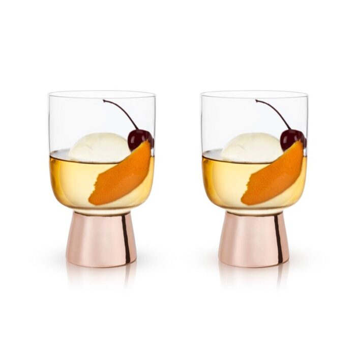 Set of 12 Raye Copper Footed Cocktail Tumblers in Gift