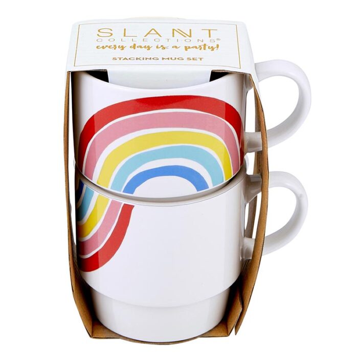 Set of 2 Rainbow Stacking Mugs Ceramic Mug Set 2