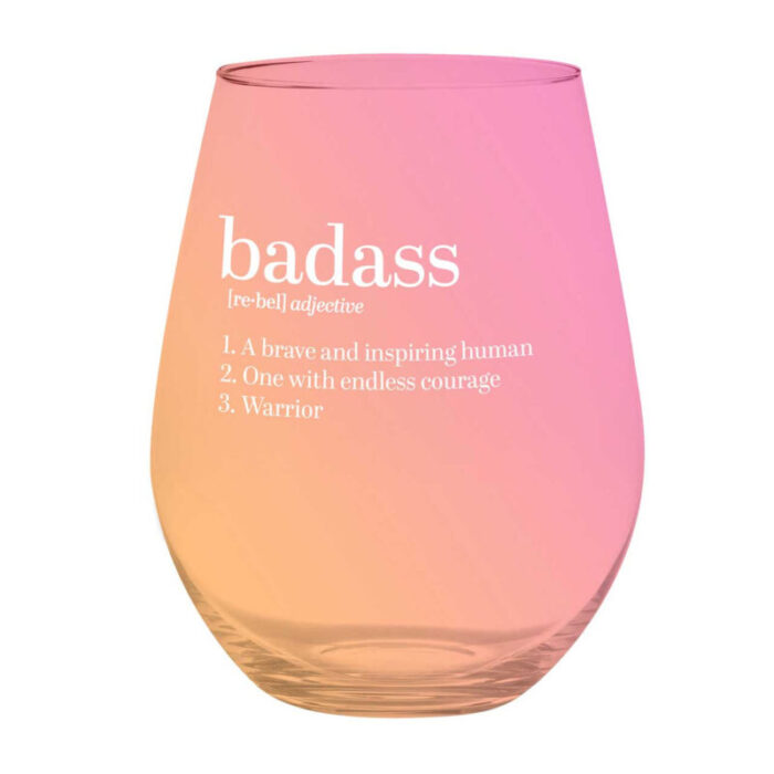 Set of 6 Badass Jumbo Stemless Wine Glass in Orange Pink Ombre 30 Oz Holds an Entire Bottle of Wine 2