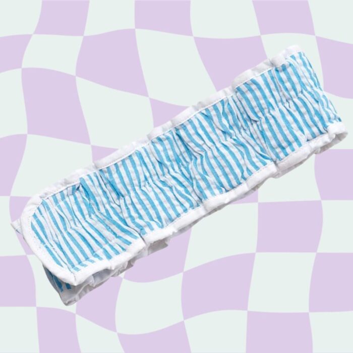 Turquoise Seersucker Spa Headband Hair Band for Skincare Facial After Shower