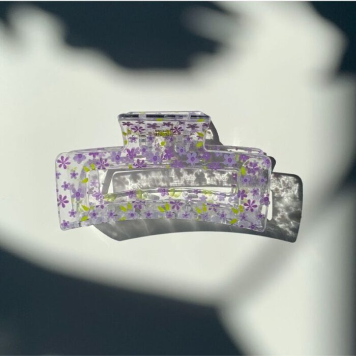 Velvet Claws Hair Clip The Crystal in Purple Blossoms Claw Clip in Velvet Travel Bag 2