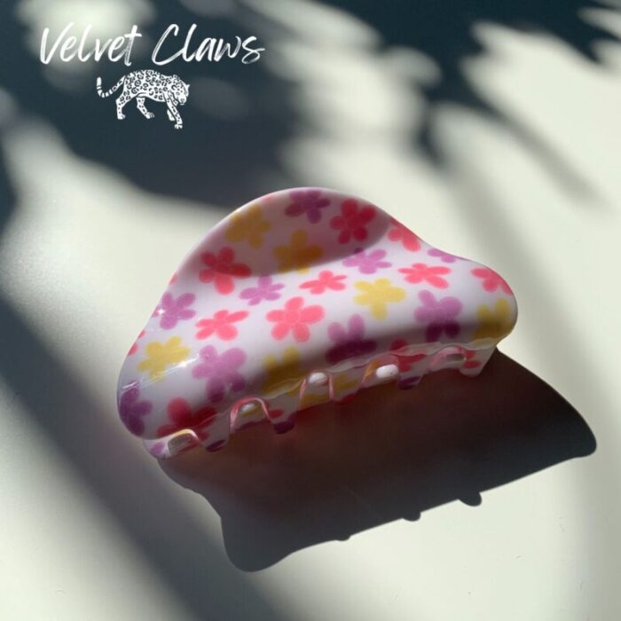 Velvet Claws Hair Clip The Frenchie in Mod Petals Claw Clip in Velvet Travel Bag