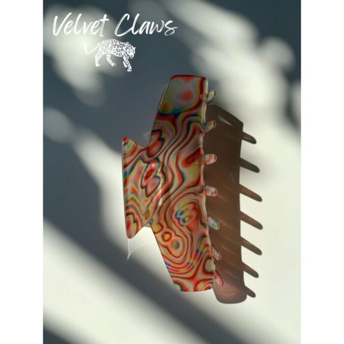 Velvet Claws Hair Clip The Psychedelic in Hippie Swirl Claw Clip in Velvet Travel Bag 6 57e220fb 84a8 4f48 8b87 166c31f7db92