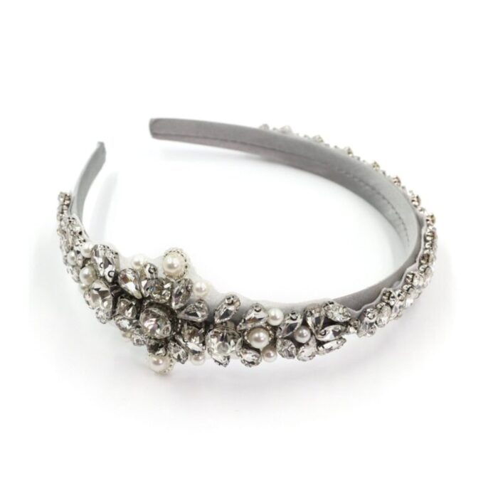 Vintage Bride Bejeweled Asymmetrical Headband Tiara Royalty Crown Party or Bridal Hair Accessory