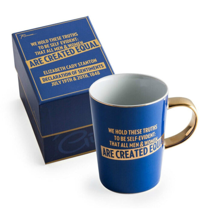 Womens Suffrage Seneca Falls Declarations Porcelain and Gold Coffee Mug in Gift