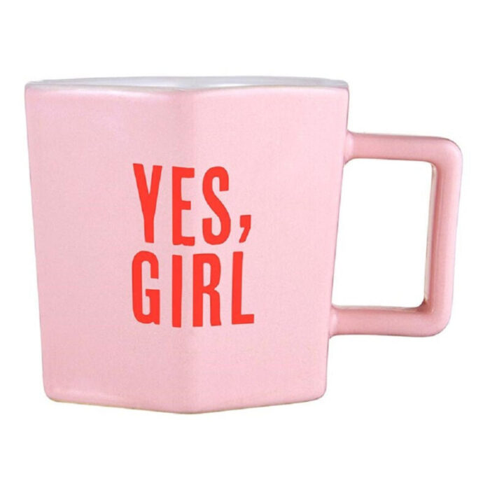 Yes Girl Hexagon Mug Saucer Set in Pink 6