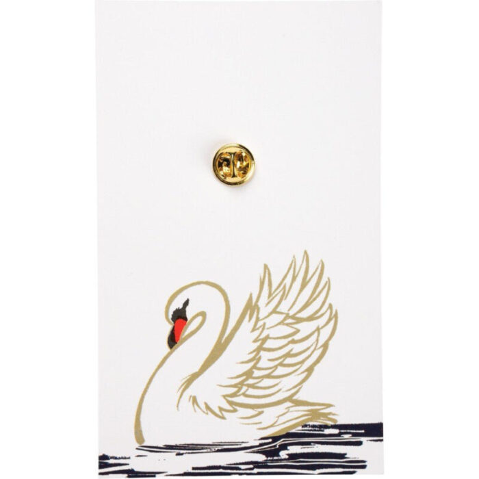 You Are Naturally Beautiful When You Are Yourself Swan Enamel Pin in White and Gold 3