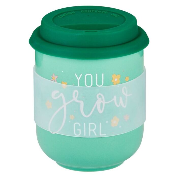 You Grow Girl Ceramic To Go Mug Holds 16 oz Eco Mug with Silicone Lid and Sleeve 2