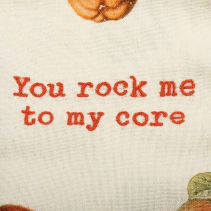 You Rock Me To My Core Apple Dish Cloth Towel Cotten Linen Novelty Tea Towel Embroidered Text 18 x 28 4