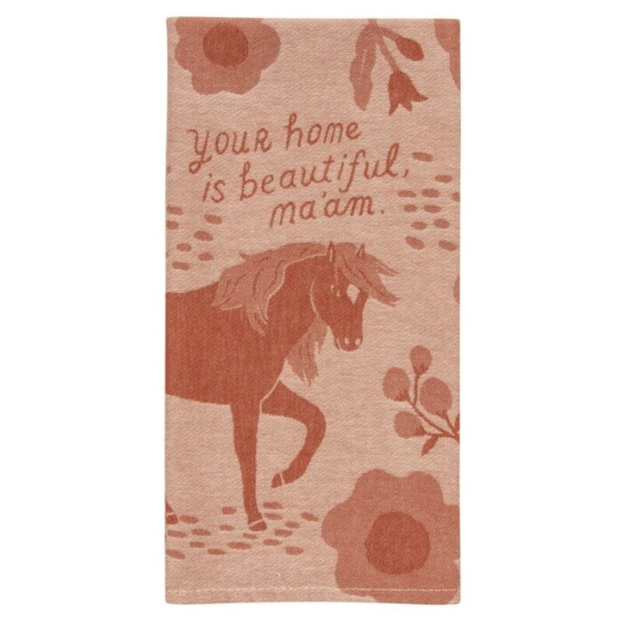 Your Home Is Beautiful Maam Woven Jacquard Kitchen Dish Cloth Tea Towel Farmhouse Western Horse Theme BlueQ at GetBullish