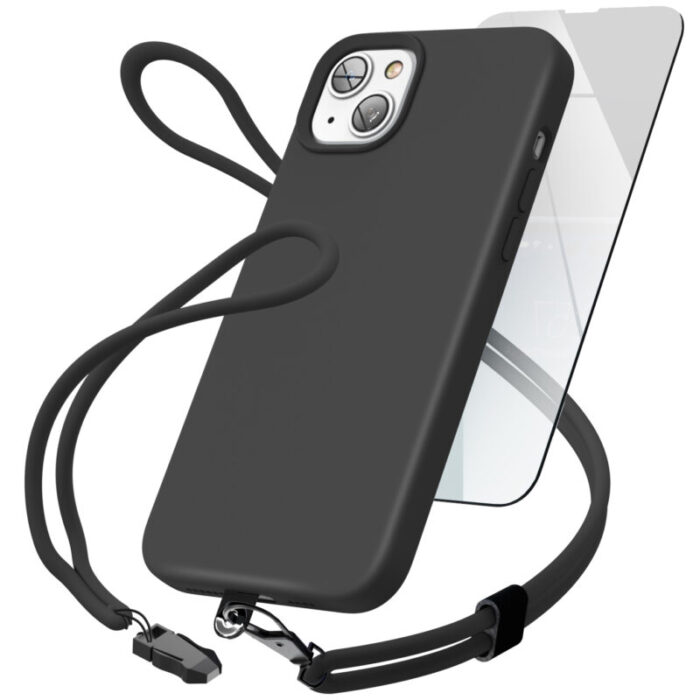 iPhone 14 Silicone Case with Neck and Wrist Strap LS2533040